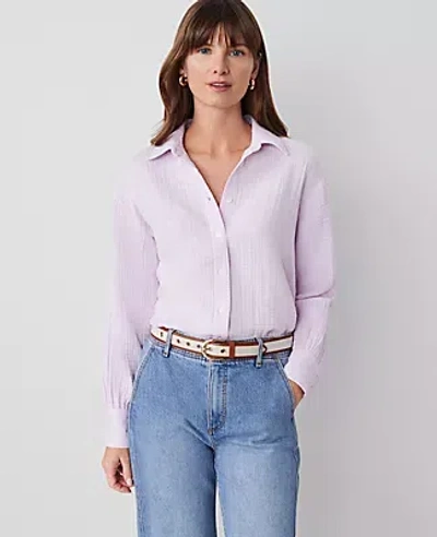 Ann Taylor Gauze Oversized Blouse In Pale Lilac