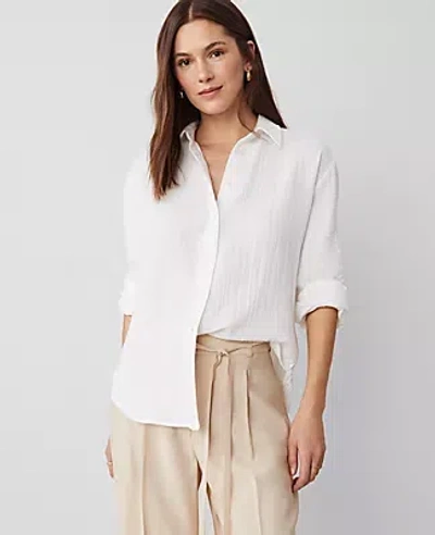 Ann Taylor Gauze Oversized Blouse In White