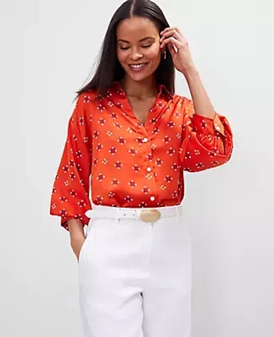 Ann Taylor Geo Blouson Sleeve Shirt