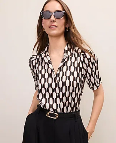 Ann Taylor Geo Button Down Shirt In Black