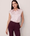 Ann Taylor Geo Collared Satin Blouse In Pink