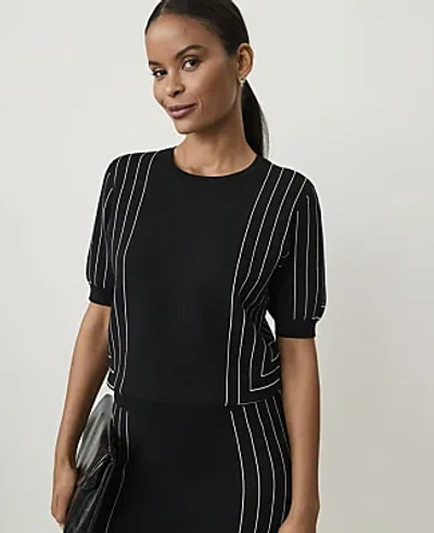 Ann Taylor Geo Jacquard Sweater Tee In Black/white Multi