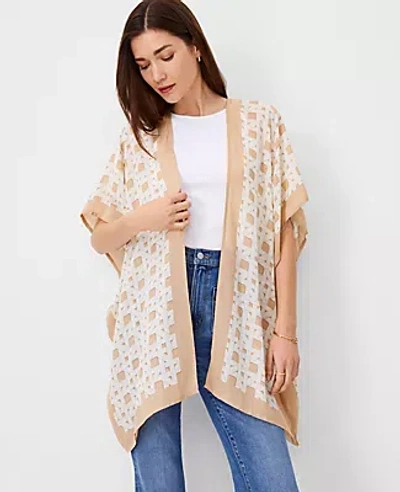 Ann Taylor Geo Open Poncho In White