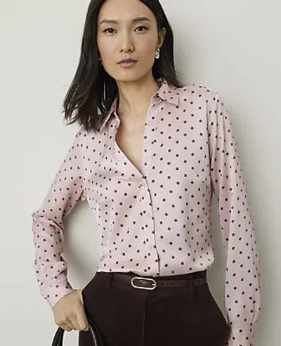 Ann Taylor Geo Print Essential Shirt In English Rose Pink