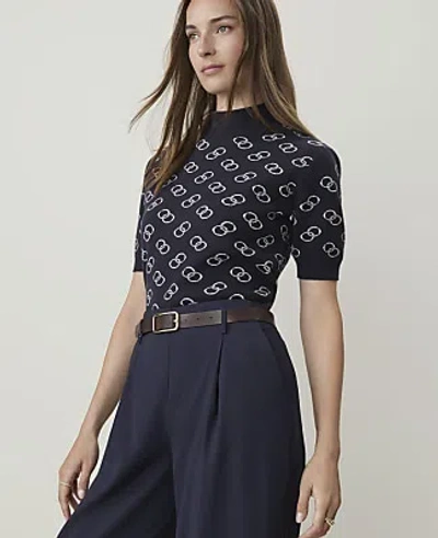 Ann Taylor Geo Print Modern Sweater Tee In Night Sky