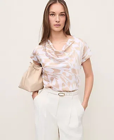 Ann Taylor Geo Satin Cowl Neck Top
