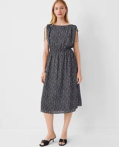 Ann Taylor Geo Sleeveless Sheath Dress In Black