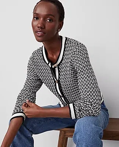 Ann Taylor Geo Stitch Jacket In Black/white Multi