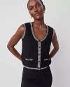 Shop Ann Taylor Geo Stitch Sweater Vest In Black/white Multi