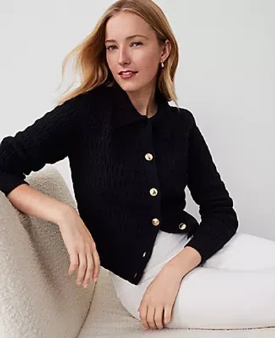 Ann Taylor Geo Stitched Sweater Jacket In Black