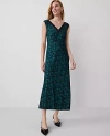 Ann Taylor Geo V-neck Bias Dress In Jewel Green