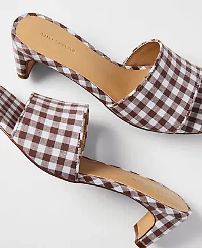 Ann Taylor Gingham Heel Mule In Red