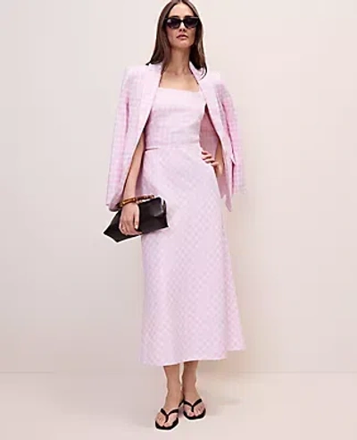 Ann Taylor Gingham Linen Blend Midi Slip Skirt In Multi