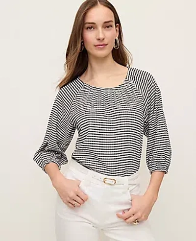 Ann Taylor Gingham Raglan Blouse In Gray