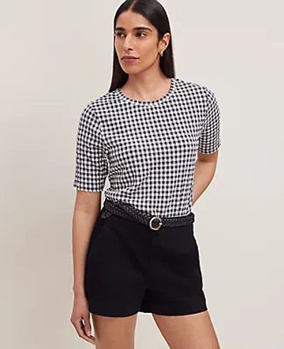 Ann Taylor Gingham Scoop Neck Top In Night Sky