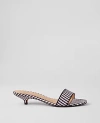Ann Taylor Gingham Skinny Strap Mule Sandals In Black