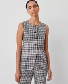 Ann Taylor Gingham Vest Top In Black/white Multi