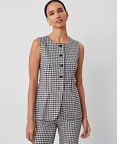 Ann Taylor Gingham Vest Top In Black/white Multi
