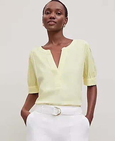 Ann Taylor Half Sleeve Popover Top In Yellow Pear
