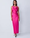 Ann Taylor Halter Bias Satin Maxi Dress In Pink