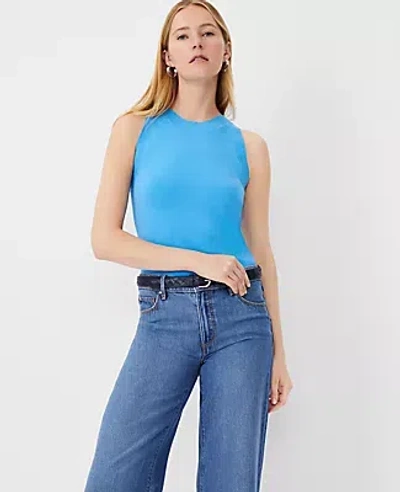 Ann Taylor Halter Sweater Shell Top In Cerulean Blue