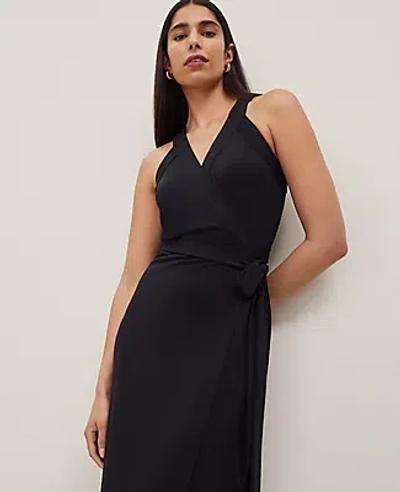 ANN TAYLOR HALTER WRAP COLUMN MIDI DRESS