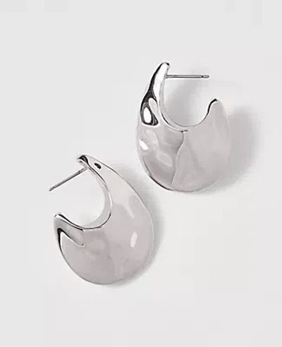 Ann Taylor Hammered Metal Hoop Earrings In Silver