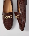 Ann Taylor Hardware Embellished Croco Loafers In Brown