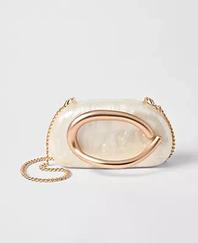 Ann Taylor Hardware Embellished Pearl Clutch