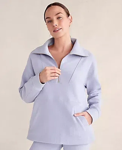 Ann Taylor Haven Well Within Balance Organic Cotton Ottoman Half-zip In Fresh Periwinkle