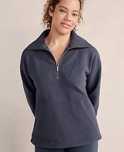 Ann Taylor Haven Well Within Balance Organic Cotton Ottoman Half-zip In Midnight