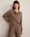 Ann Taylor Haven Well Within Brushed Rib Knit Drape Neck Top In Brown