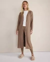 Ann Taylor Haven Well Within Brushed Rib Knit Long Sleeve Duster In Brown