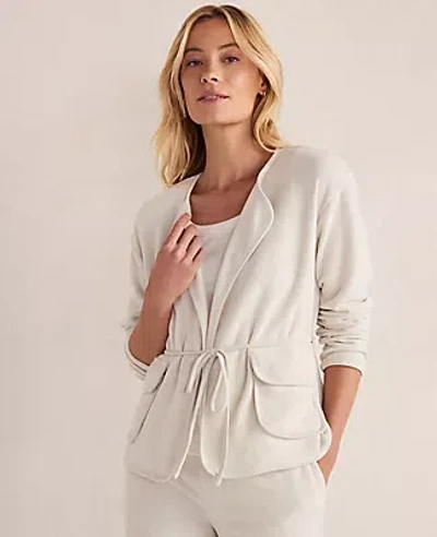 Ann Taylor Haven Well Within Brushed Terry Open Front Jacket In Neutral