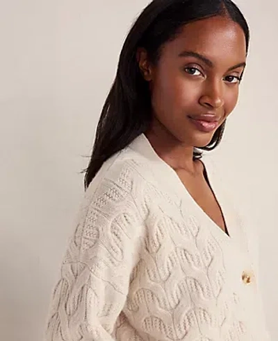 Ann Taylor Haven Well Within Cashmere Cable Cardigan In White