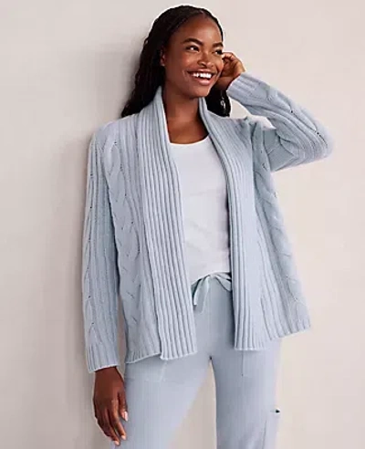 Ann Taylor Haven Well Within Cashmere Cable Open Front Cardigan In Blue