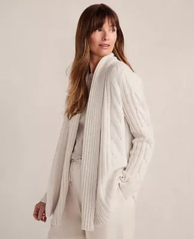 Ann Taylor Haven Well Within Cashmere Cable Open Front Cardigan In White