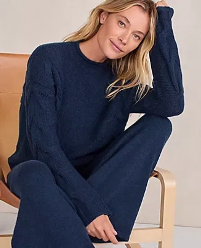 Ann Taylor Haven Well Within Cashmere Cable Roll Neck Sweater In Blue