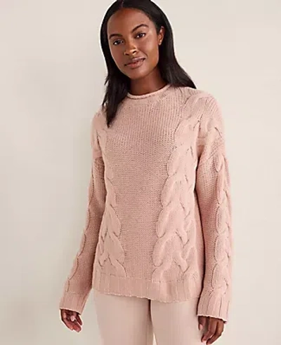 Ann Taylor Haven Well Within Cashmere Cable Roll Neck Sweater In Pink