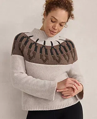 Ann Taylor Haven Well Within Cashmere Fairisle Mock Neck Sweater In Brown
