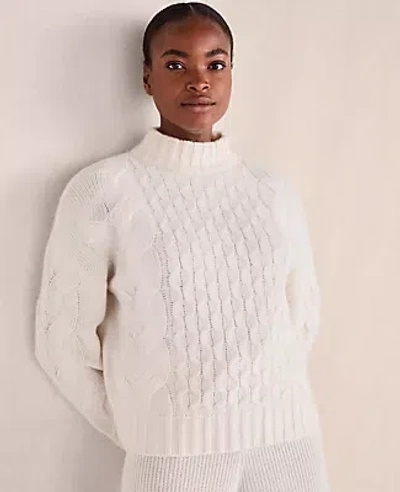 Ann Taylor Haven Well Within Cashmere Honeycomb Cable Mockneck Sweater In French Rose