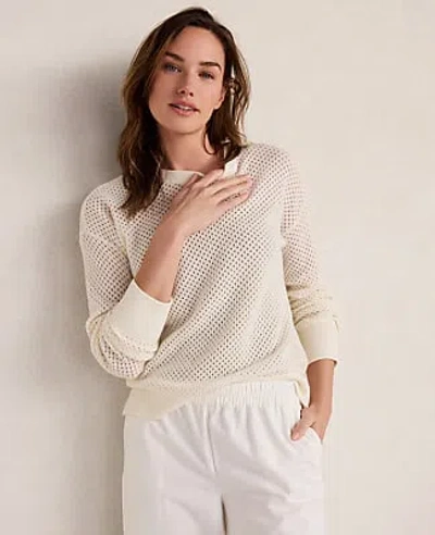 Ann Taylor Haven Well Within Cashmere Pointelle Crewneck Sweater In Ivory