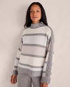 Ann Taylor Haven Well Within Cashmere Striped Mockneck Sweater