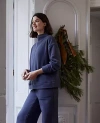 Ann Taylor Haven Well Within Comfort Fleece Funnel Neck Pullover In Ombre-blue