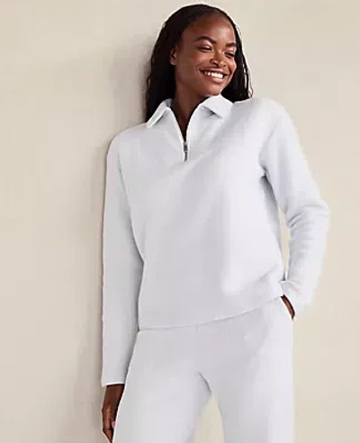 Ann Taylor Haven Well Within Comfort Fleece Quarter-zip Pullover In White