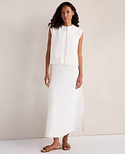 Ann Taylor Haven Well Within Cotton Blend Textured Midi Skirt In White