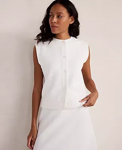 Ann Taylor Haven Well Within Cotton Blend Textured Short Sleeve Jacket In White