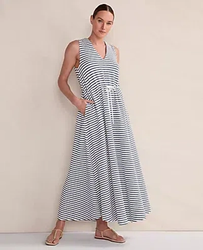 Ann Taylor Haven Well Within Cotton Blend Textured Stripe Midi Dress