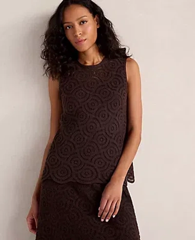 Ann Taylor Haven Well Within Cotton Crochet Scalloped Tank In Brown