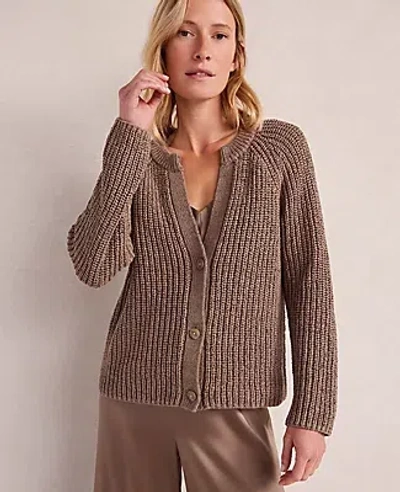Ann Taylor Haven Well Within Cotton Tape Yarn V-neck Cardigan In Brown